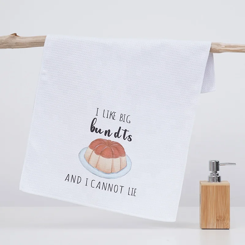 Wholesale Blank Custom Printing Dye Sublimation Microfiber Waffle Weave Kitchen Drying White Flour Sack Dish Tea Towel