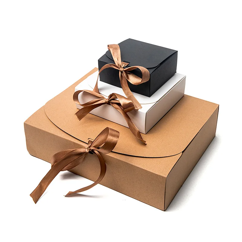 Wholesale Luxury Bespoke Custom Logo Rigid Cardboard Bow Tie Paper Gift Folding Boxes With Ribbon Closure For Wedding Dress