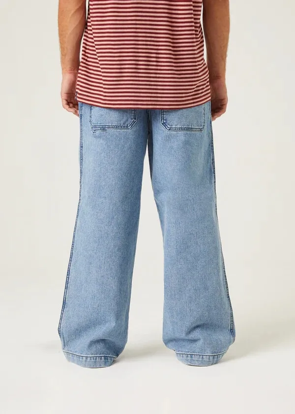 2022 Wholesale Designer Men Loose Fit Custom Washed Blue Baggy Fit  Jeans