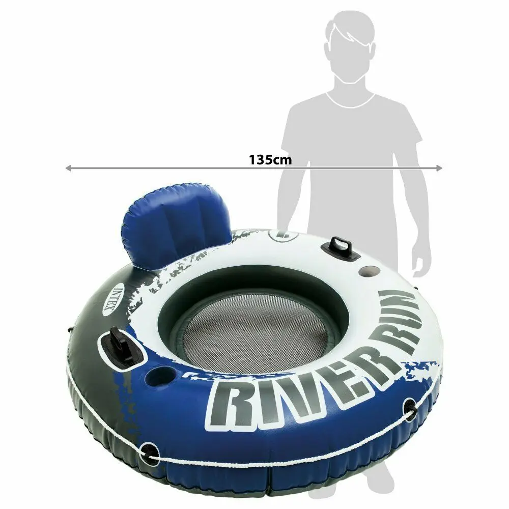 Intex 58825 Inflatable Wheel River Run 135 Diameter Blue Beach and Pool Water Float For 1 Person
