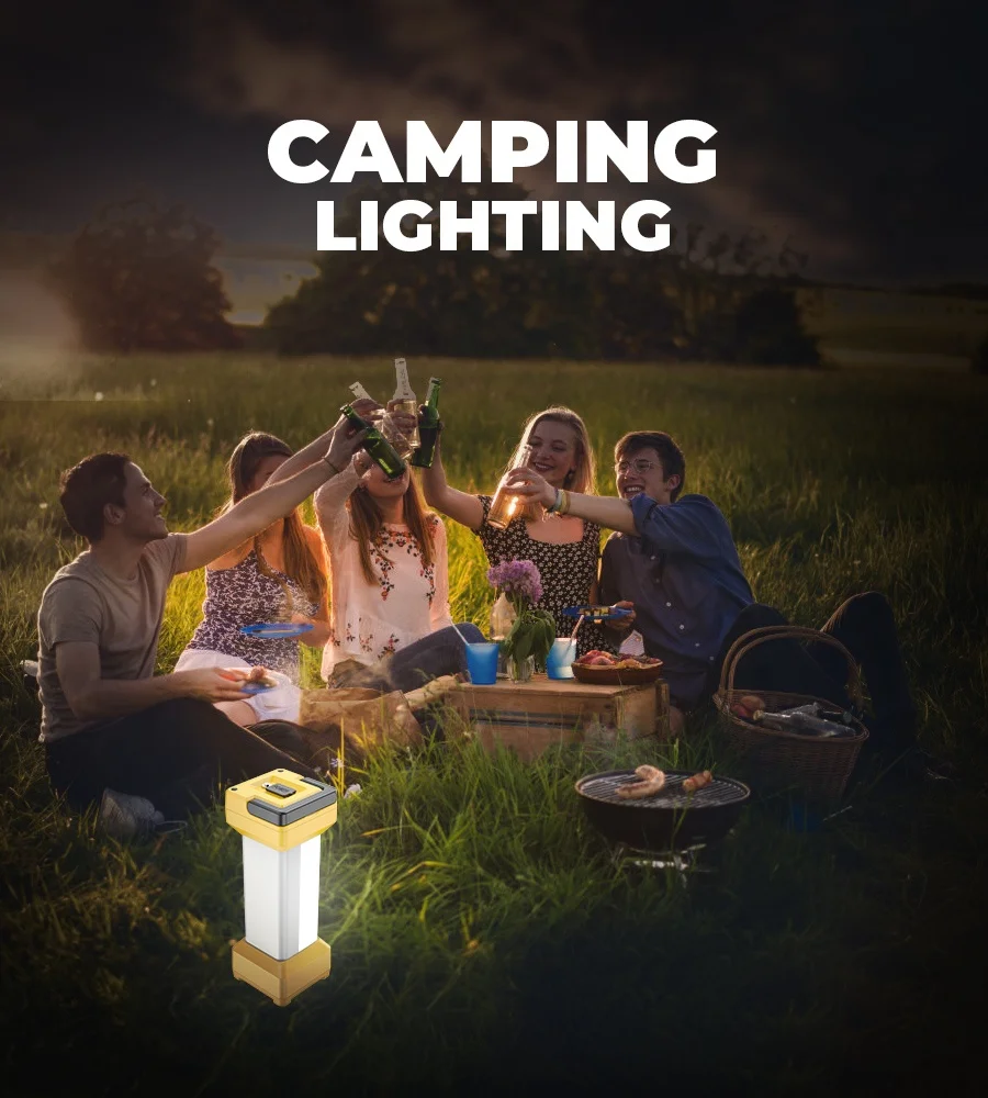 1100lm Мобильная наружная беспроводная Отдых на природе света Рыбалка дополнительным светом Аккумуляторная Регулируемая Настольная лампа с USB портом для зарядки телефона SOS