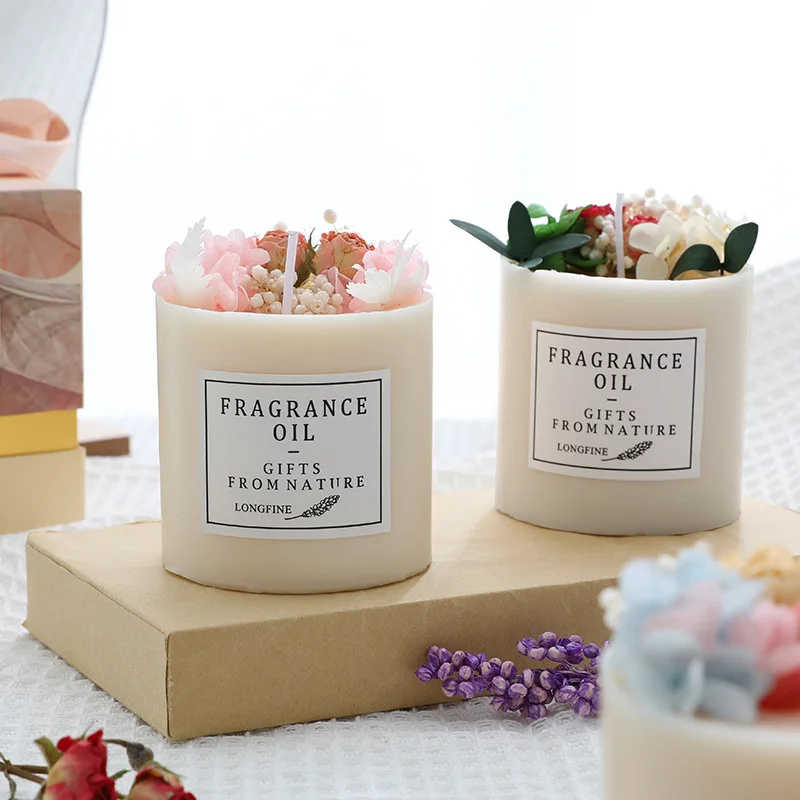 Handmade Decorative Flower Candle Luxury Soy Scented Candles For Event Private label