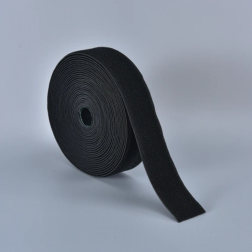 Professional factory black elastic buckle strap cable tie binding nylon magic tape