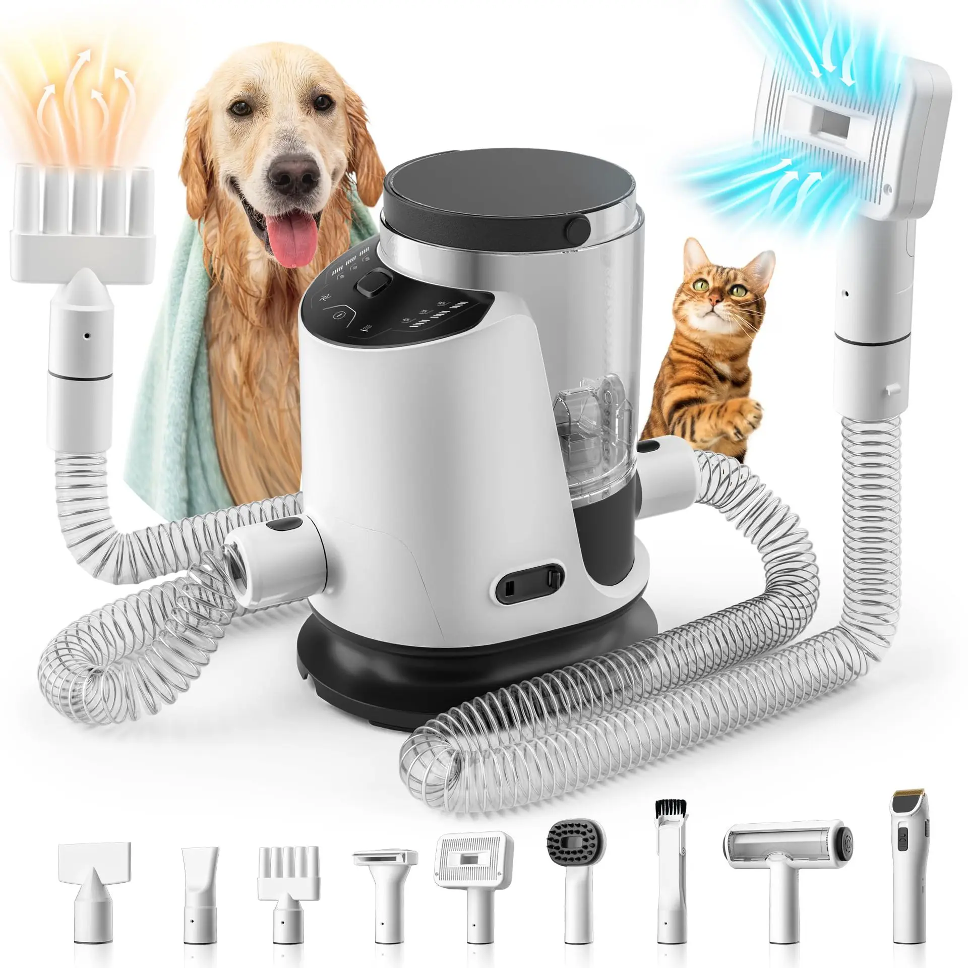 Dog grooming vacuum cleaner hair dryer Electric scissors suction hair Large capacity vacuum cleaner 9 tools