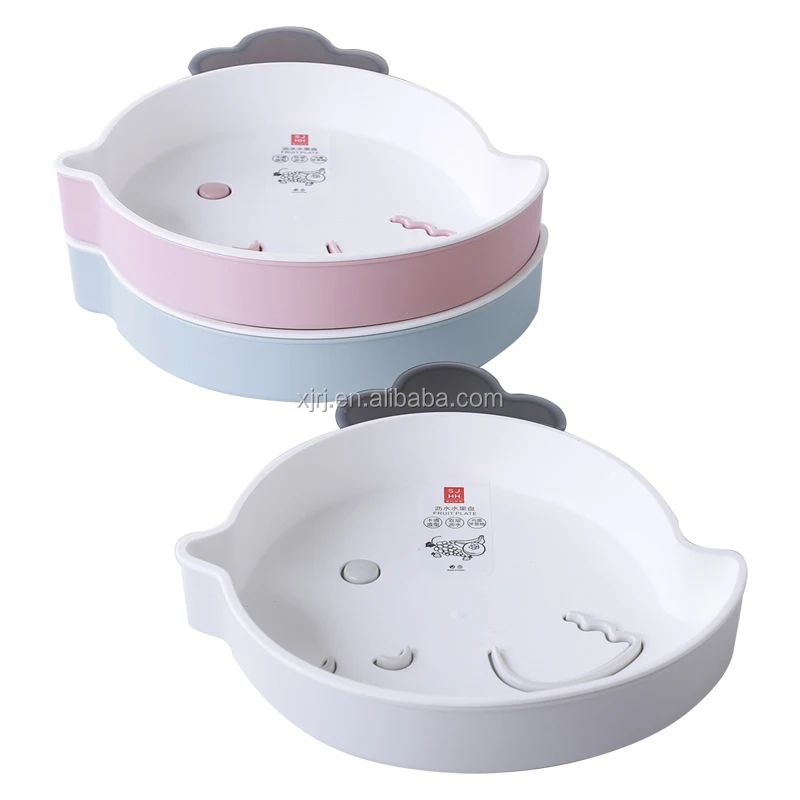 Unique design chicken shape 3 colors home plastic fruit plate creative candy plate drain plate