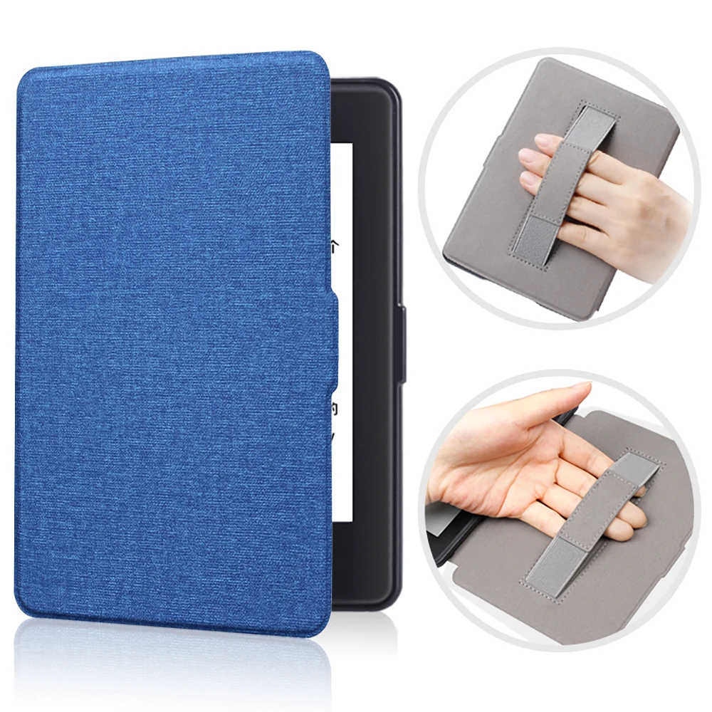 Handhold Sleep/Wake Smart Canvas Leather Cover Hard Shell Case for Kindle Paperwhite123  6 Inch Ereader