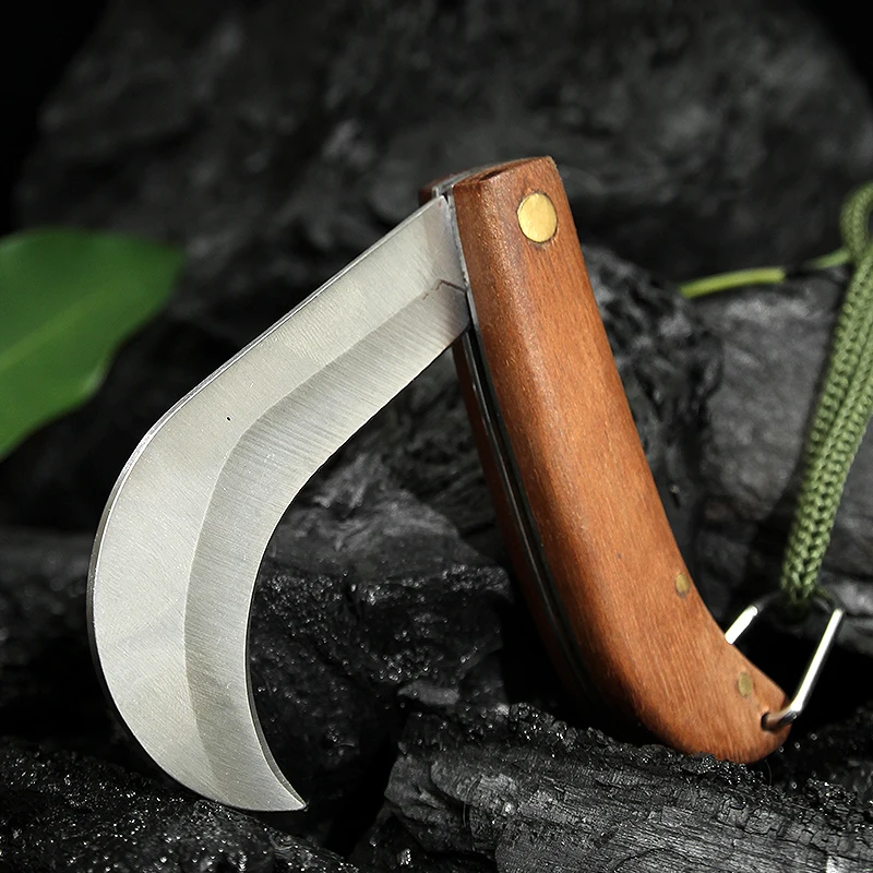 Factory Price Stainless Steel Pruning Knife with Wood Handle for Camping Folding Pocket Survival Hunting Knife