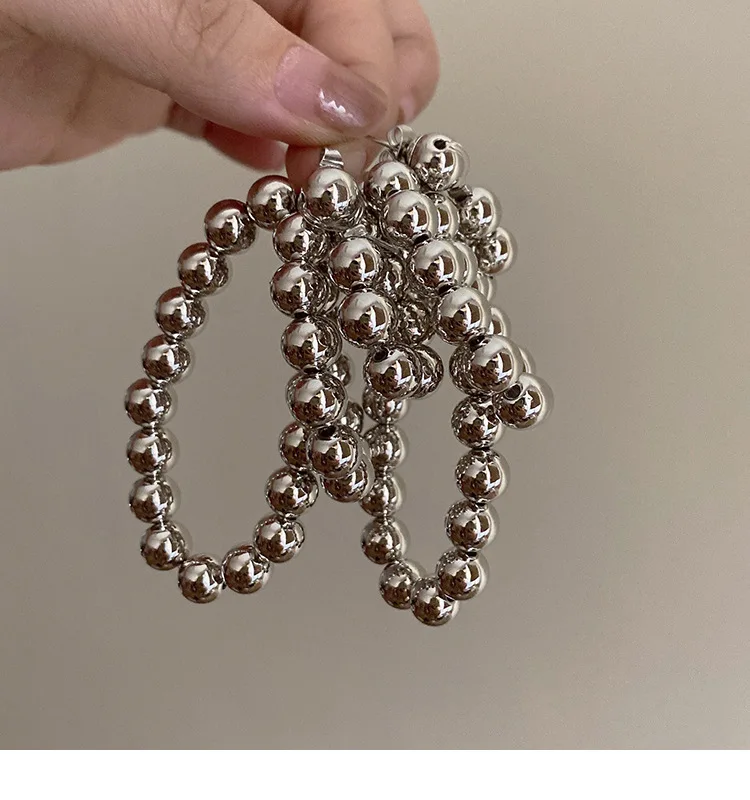 2023 New Arrival Fashion Jewelry Silver Beaded Handwoven Earrings for Women Design CCB Handmade Silver Drop Earrings