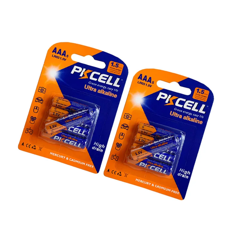 PKCELL батарейки типа AAA lr03 1 5 V Zn-MnO2 сухая батарея туда и обратно долговечные щелочные батареи