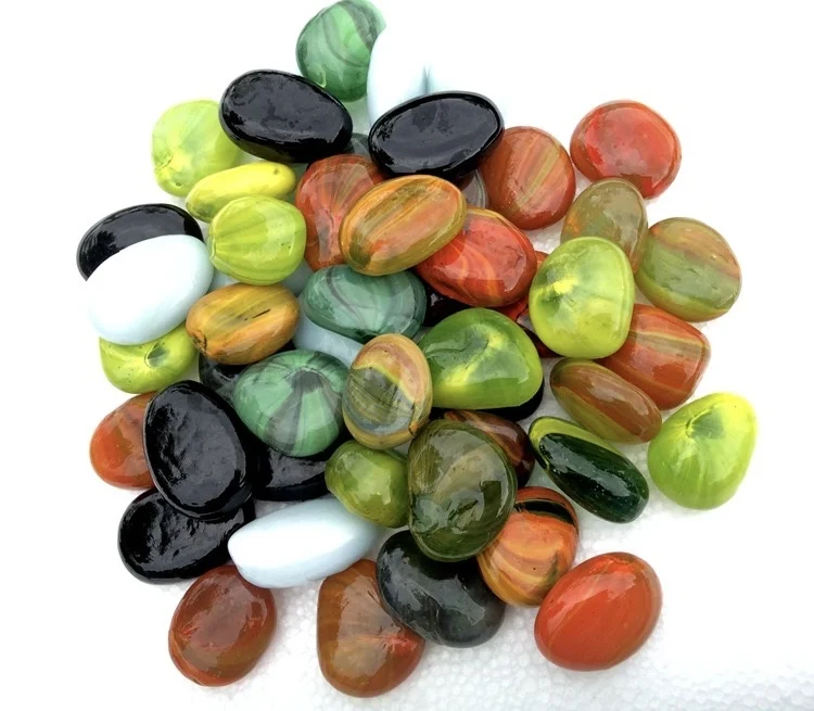 Decorative polishing flat bead floor paving decorative pad colorful rain flower glass pebble toy digging treasure