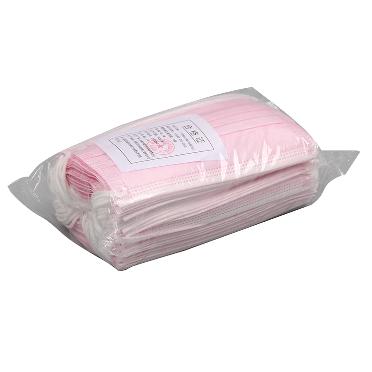 Hot Selling Fashion 3 Ply Disposable Face Masks Pink Non-woven Medical Face Masks
