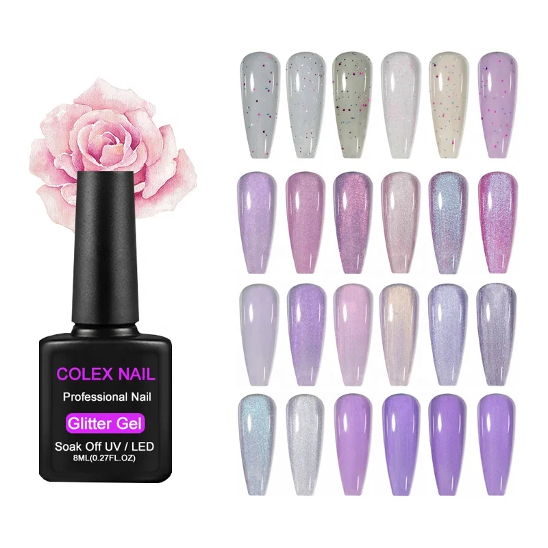 Wholesale Colorful Purple Series Glitter Gel Nail Polish Nail Art Soak Off LED UV Gel Semi Permanent Varnish For Nails Design