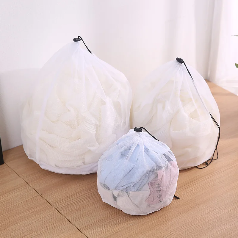  Drawstring Mesh Laundry Bag Washing Net For Underwear Sock Machines Pouch Clothes Bra Bags