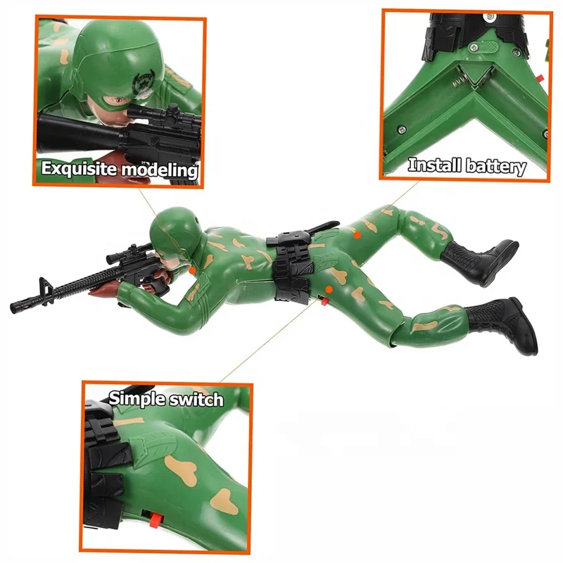 Creeper Figure Soldiers Kids Funny Mini Toys Plastic Crawl Electric Soldier Miniature Model
