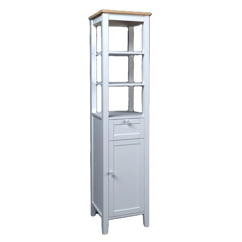 
Spanish Wood Tallboy High Cabinet with Door in Bathroom 