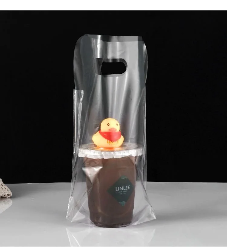 Single Double Cup Takeaway Custom Mesh Cup Holder Carrying Cooler Plastic Packaging Insulated Bubble Tea Bags