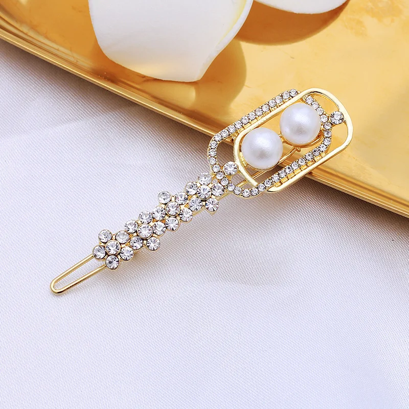 BELLEGIRL Korean attractive pearl metal hair clips accessories women elegant rhinestone bow frog grips hair pins