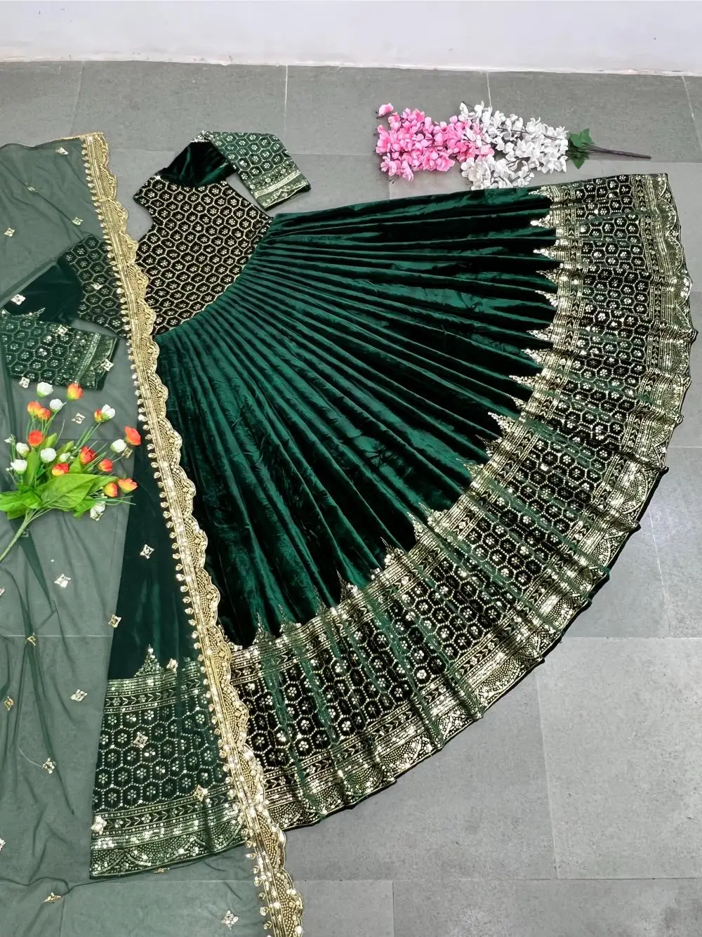 New Designer Party Wear Heavy Viscos Velvet With Heavy Embroidery Sequin Work Gown With Dupatta Anarkali Suit at Low Price