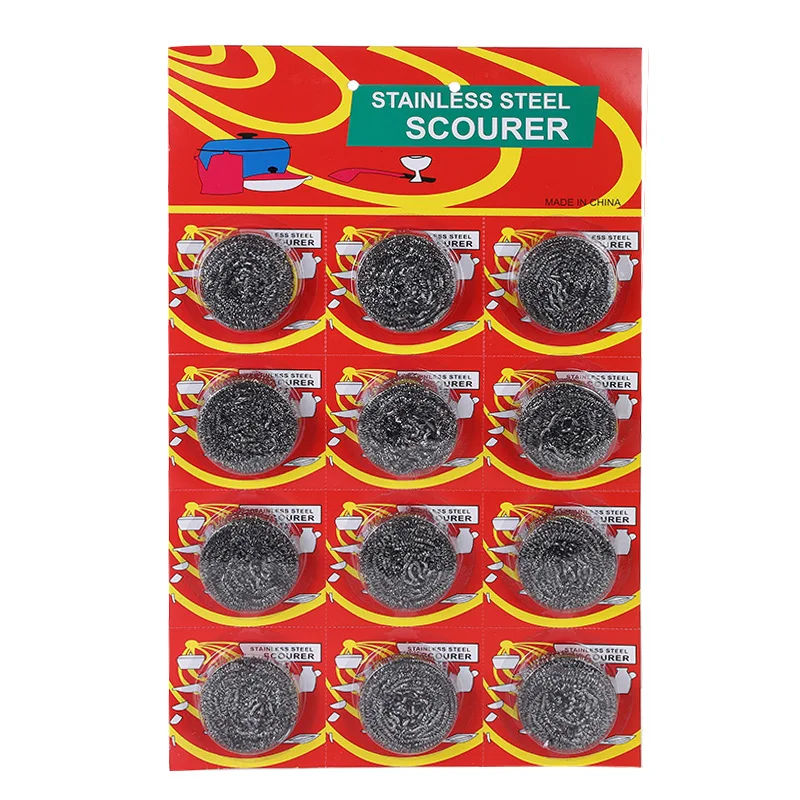 Hot Selling 12PC 15G Blister Hanging Card Gold Silver Mix Stainless Steel Ball Scourer For Household Kitchen Cleaning