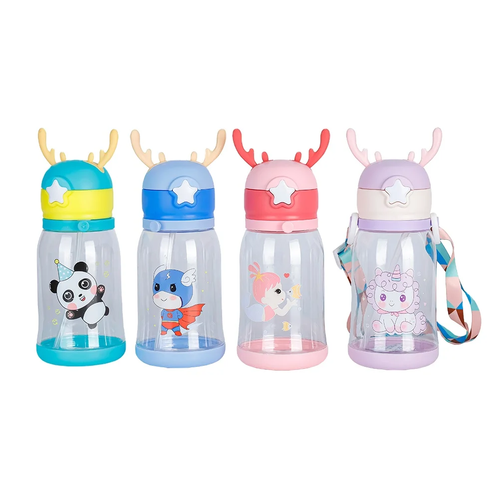 Wholesale Customized 450ml Kids Drinking Bottle Plastic Drink Kids Water Bottle With Straw