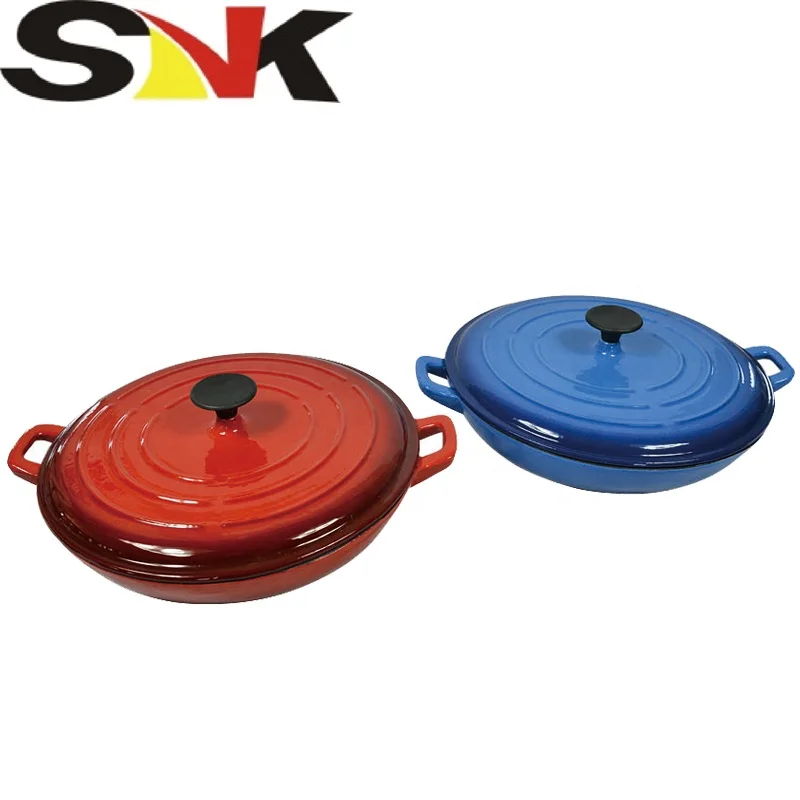 Enameled Signature Cast Iron Casserole Seafood and Mussel Pot High Quality with Lid and Dual Handles