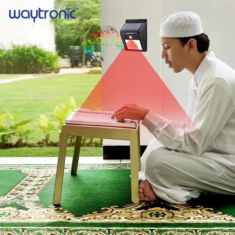 Wireless Smart Sound Alarm Solar PIR Infrared Human Motion Detector Anti-Theft Burglar Voice Siren Alarm with LED Light