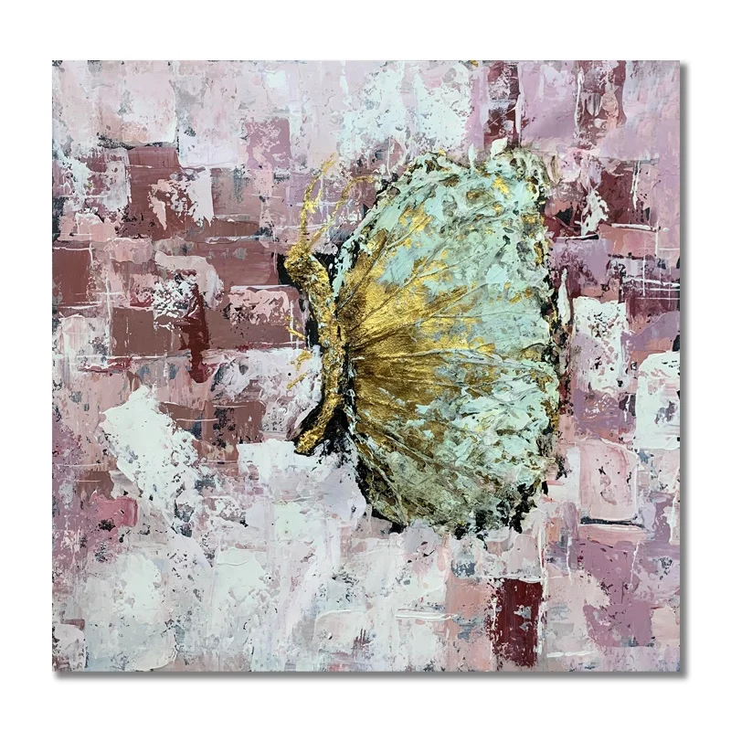 Hot Sale Custom Handmade Wooden and Ps Frame Butterfly Abstract Wall Art Pictures Hand Painted Oil Painting