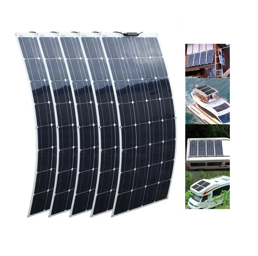 Solar Energy System Set Kit Power Cell Mono Strips Manufacturer Sunpower 100W 200W 300w Etfe Flexible Solar Panel For Boat