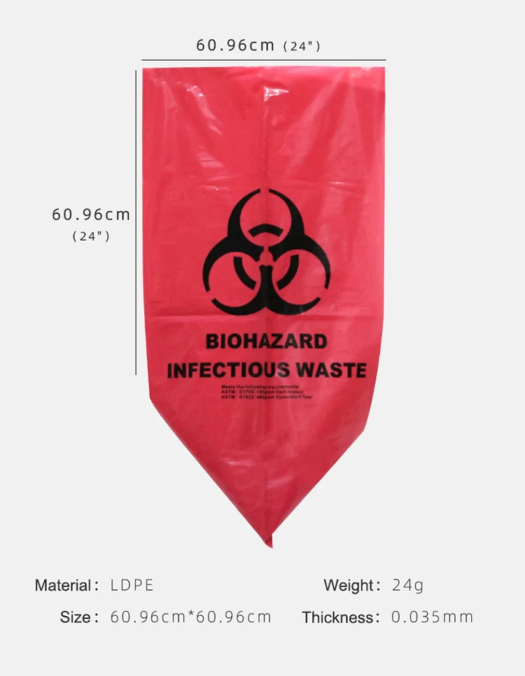 HDPE Autoclave Garbage Bag Medical Waste Bag Customized Biohazard Hospital Garbage Bag
