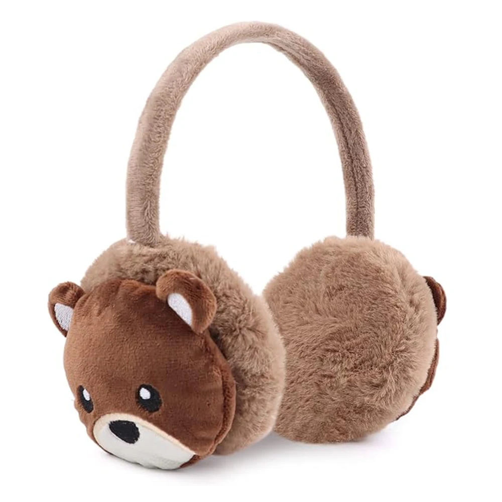 FASHION Fluffy Ear Bear Muff Warmer Foldable Kids Winter Earmuffs Girls Boys Cold Weather Big Mouth Plush Ear Muffs