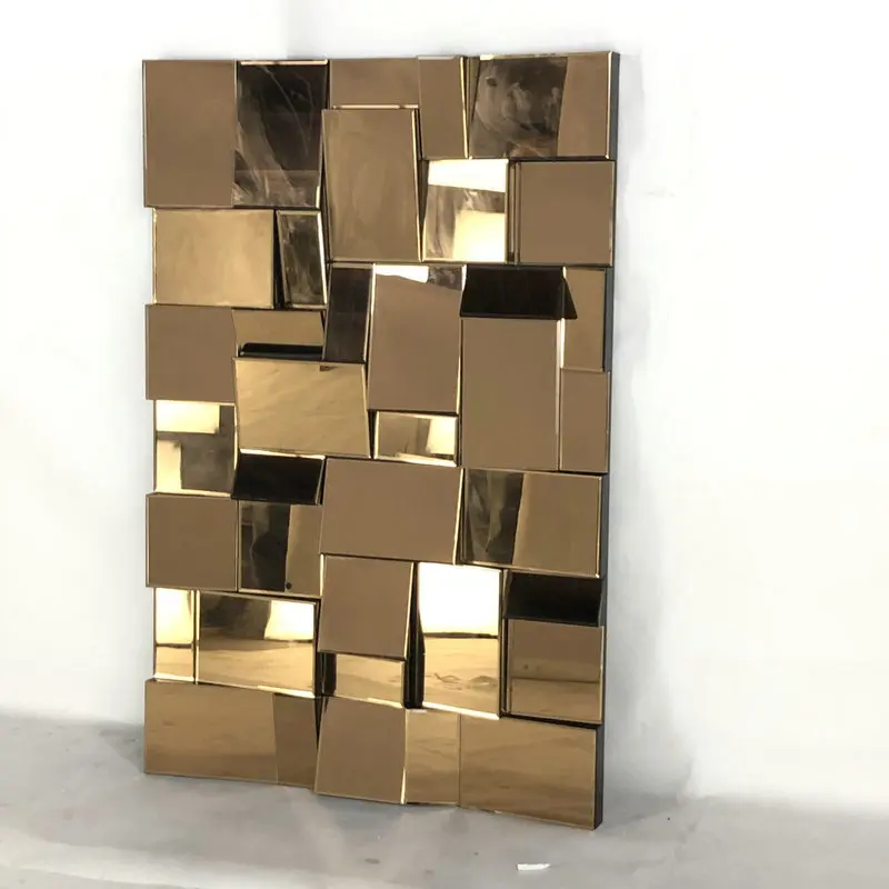 Зеркало Стразы «Кубик Рубика» коричневого цвета с трехмерной аппликацией в виде Стразы «Кубик Рубика» зеркало мозаика акриловый 3d трехмерные зеркало импортные товары жизни