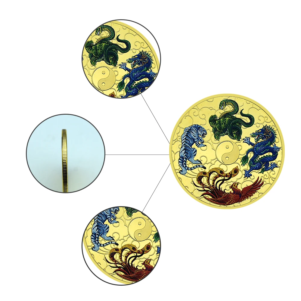 China The Four Symbols Commemorative Coin Blue Dragon White Tiger Challenge Coin