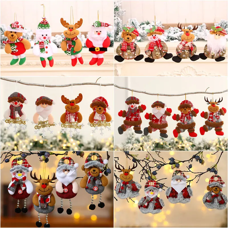 Christmas Decorations Elderly Snowman Deer Christmas Gift Small Pendant Plush Doll Christmas Tree Hanging Ornaments