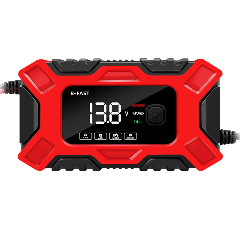 Professional Factory Car Charger E-Fast 12V6A motorcycle SUV car pulse repair battery charger  with LCD screen charger