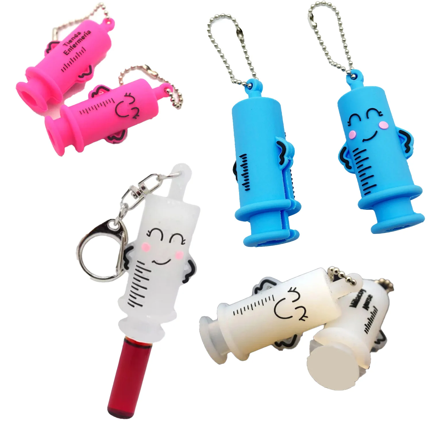 Silicone PVC Rubber Transparent White Glitter Syringe Shaped Ampoule Cutter For Breaking Ampoule Opening Blister Nursing Tool