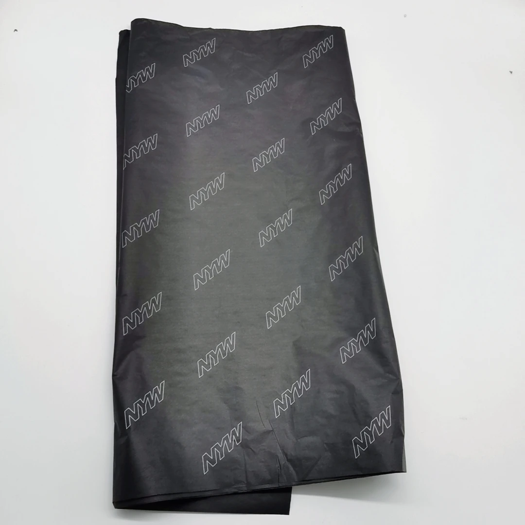 
Black Paper With white Logo Custom Garment Packaging Wrapping issue Paper 