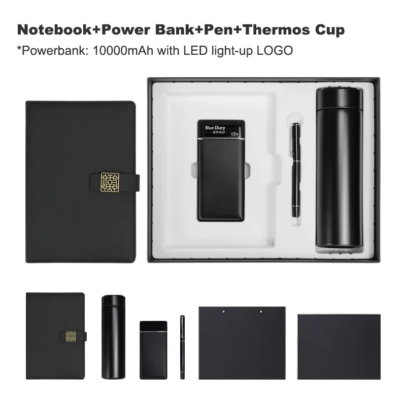 2023 Trending Lake Blue Power Bank Notebook Pen Thermos Cup  Custom Gifts Boxes New Promotional Corporate Gifts Business Gifts