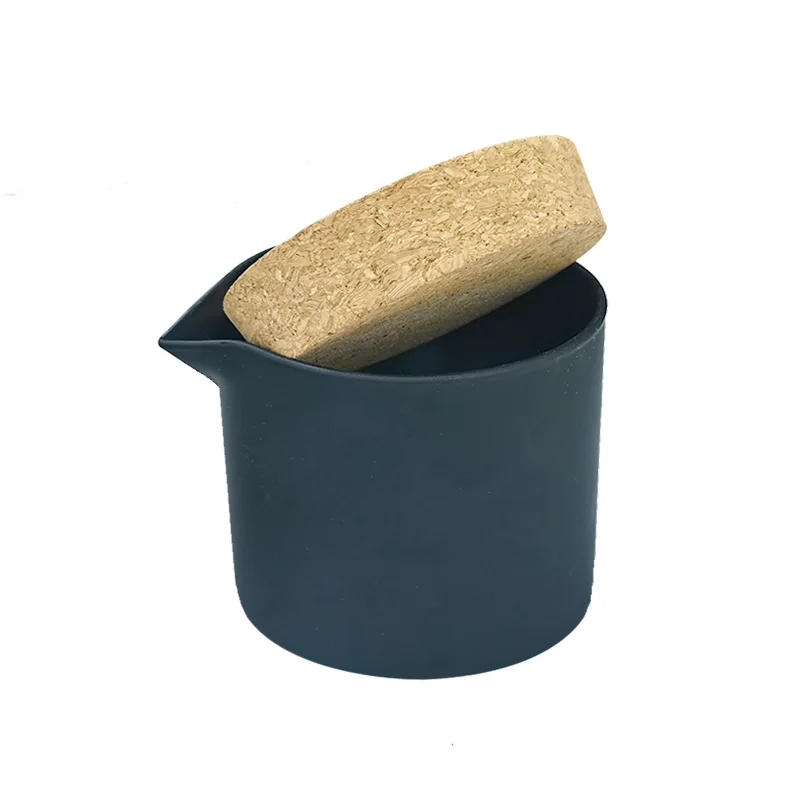 6oz to 10oz unique black Soy Wax massage oil candle container with spout Empty glass vessels candle jar with bamboo lid