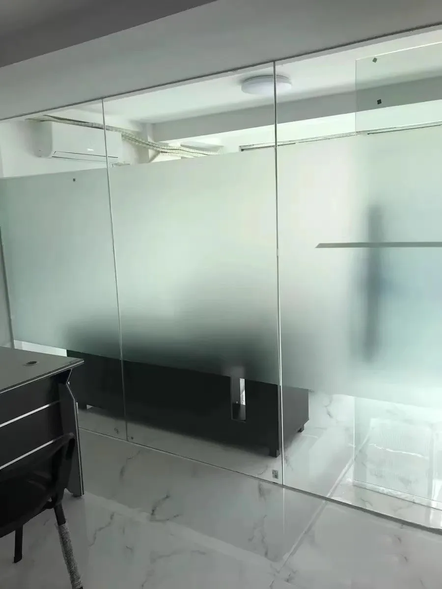 High pravicy excellent decorative frosted anti glare acid etched processed tempered satin etched engraved glass with logo