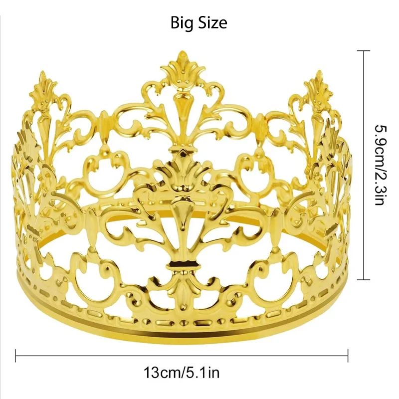 Nicro Wholesale Elegant Metallic Baby Princess Girl Happy Birthday Party Supplies Crown Gold Plating Cake Topper Decoration