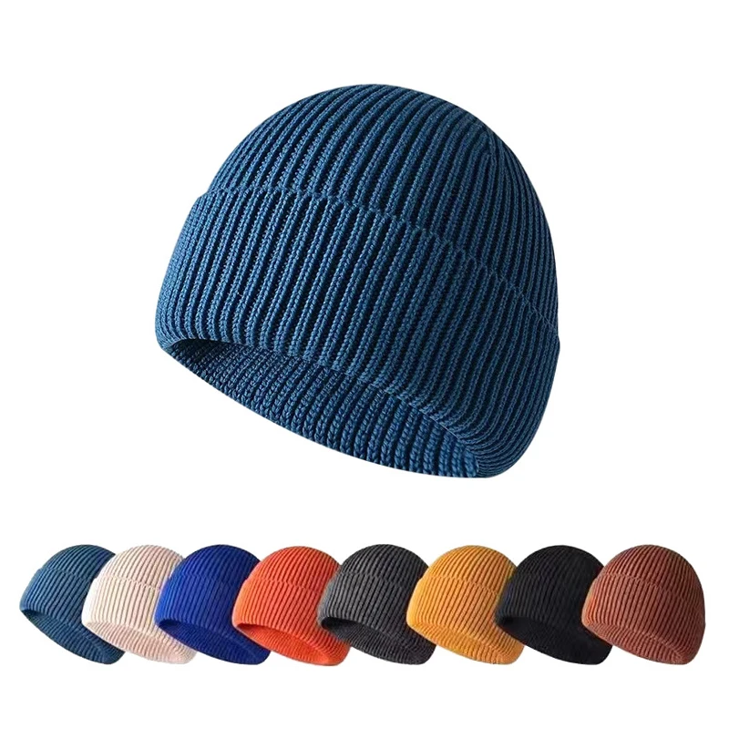 Factory Outlet Acrylic Solid Color Winter Hat For Men Skully Beanie Manufacturer Ribbed Warm Knit Beanie Hat