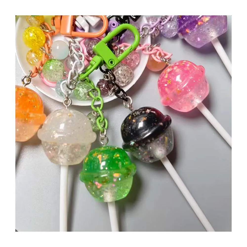 Kawaii Lollipop Resin Charm Pendant Custom Keychain Yiwu Factory