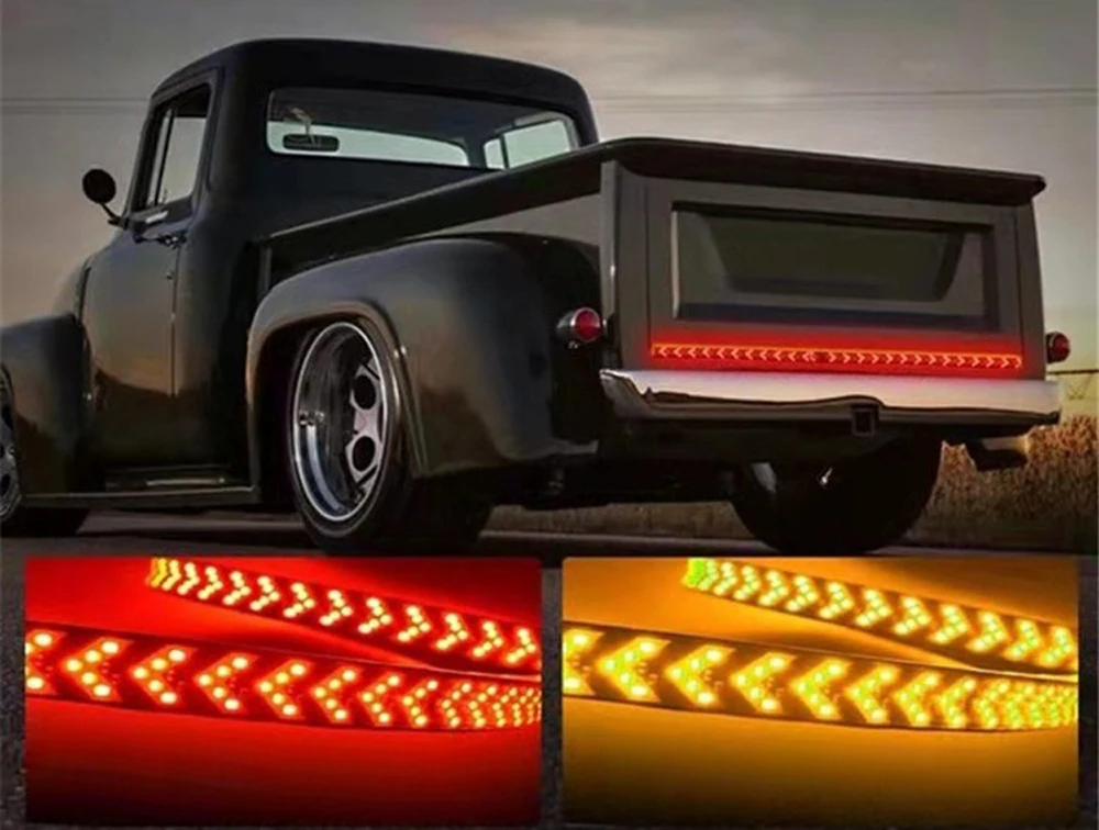 12V 48inch/60inch Car Brake Turn Light Warning Signal Flexible LED Strip Rear Tail Running Reverse Double Flash Lights Red