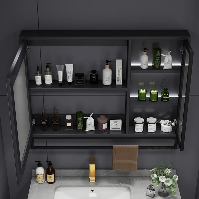 2022 Новое поступление умный шкафчик для ванной комнаты с сенсорным экраном светодиодное зеркало для лекарств над шкафом с вешалкой для полотенец