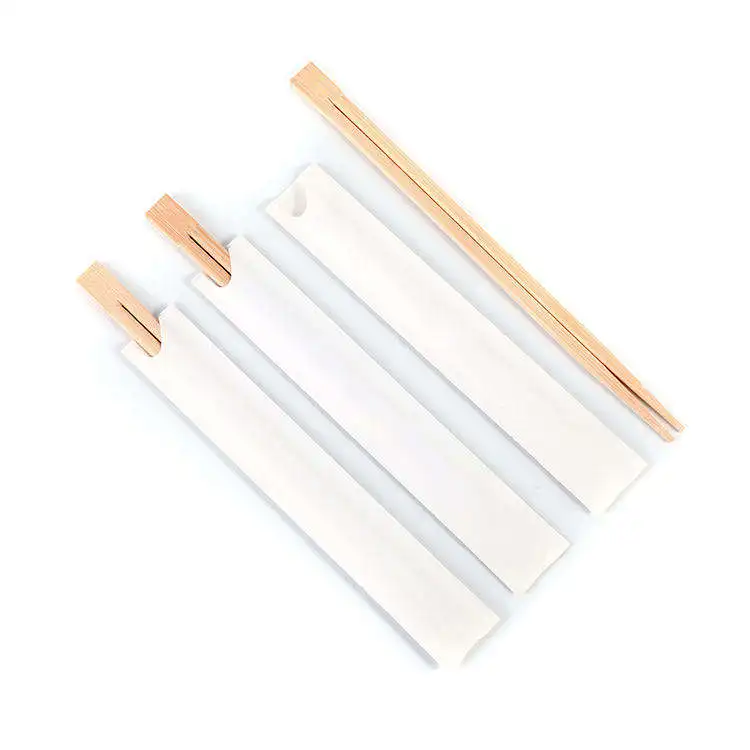Custom Logo Disposable Personalized Sushi Paper Cover Wooden Bamboo Chopsticks