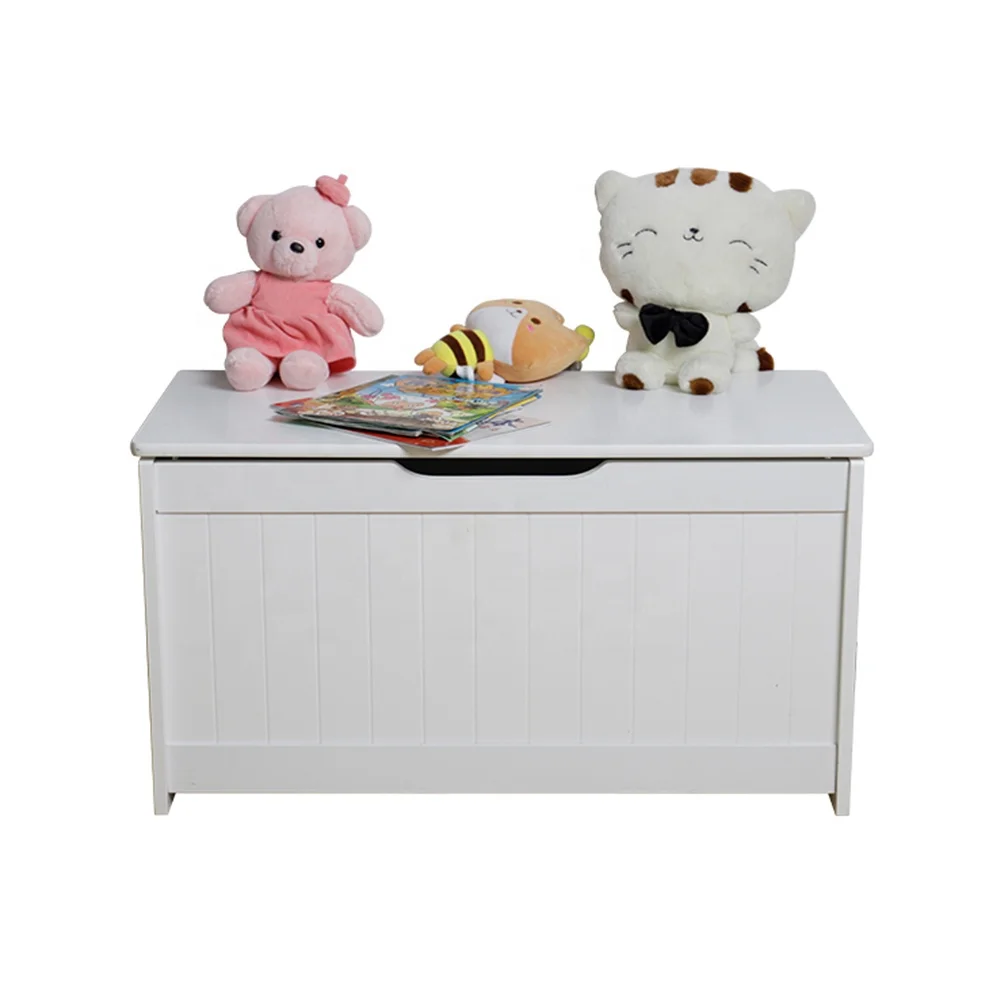 Custom Design MDF White Painted Large Baby Children Toddler Kids Storage Bin Chest Wooden Toy Box with Seat Lid Bench