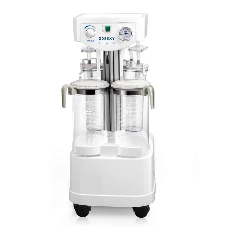Medical Used Emergency Aspirator Jar 4000ml 2000ml Portable Flow Rate 80L/min Electric Sputum Suction Unit With Double Bottle