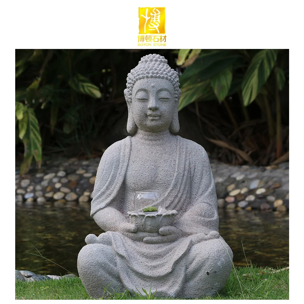 BOTON STONE Customized Hand Carved Large Stone Carving Buddha Standing Head Statue Garden Sculpture Stone