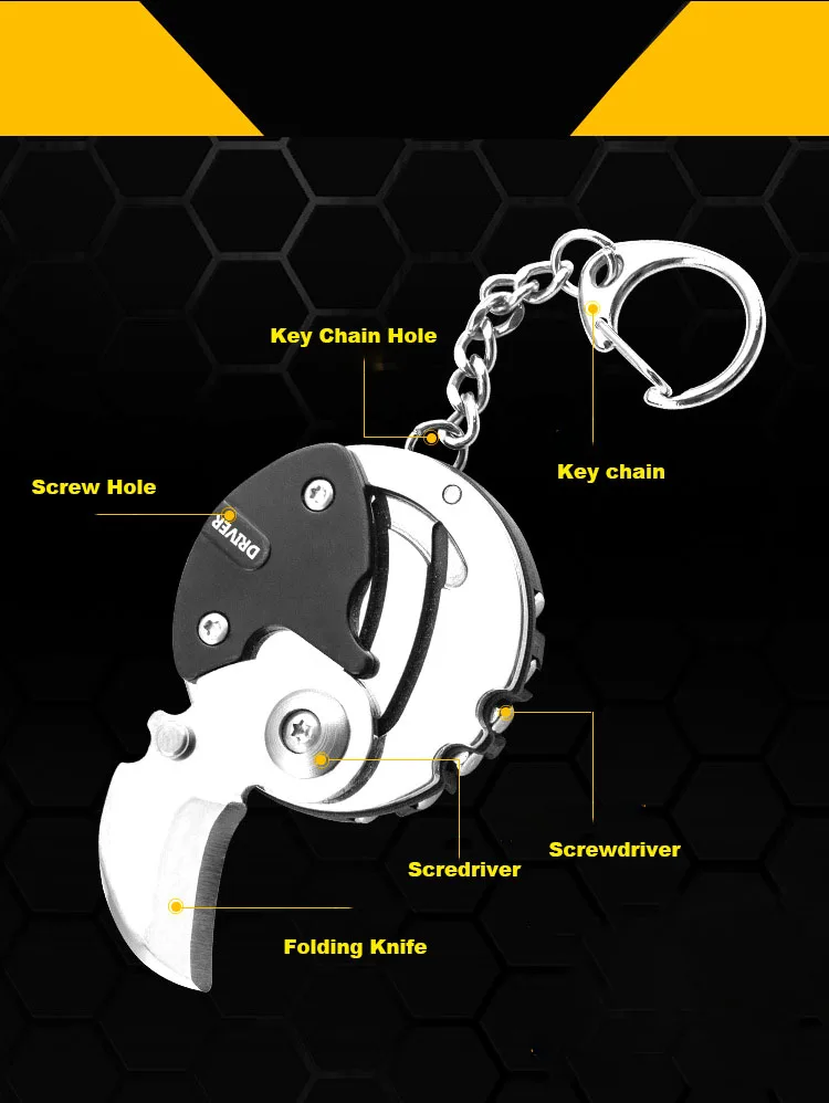 Free Sample Mini Size Camping EDC Multi-function Pocket Knife Key Chain Multi Tool