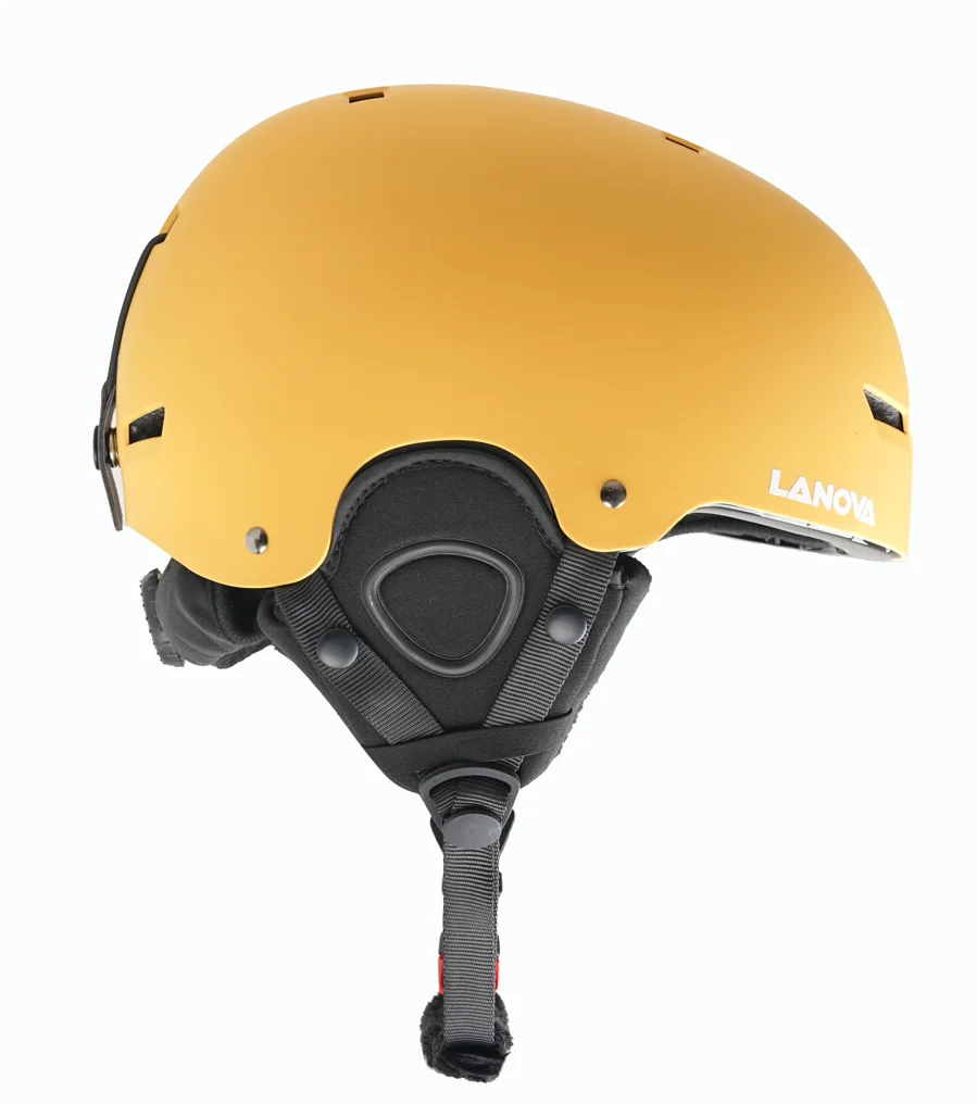 Custom snowboard Helmet with warm earpart and long fur lining ski helmet